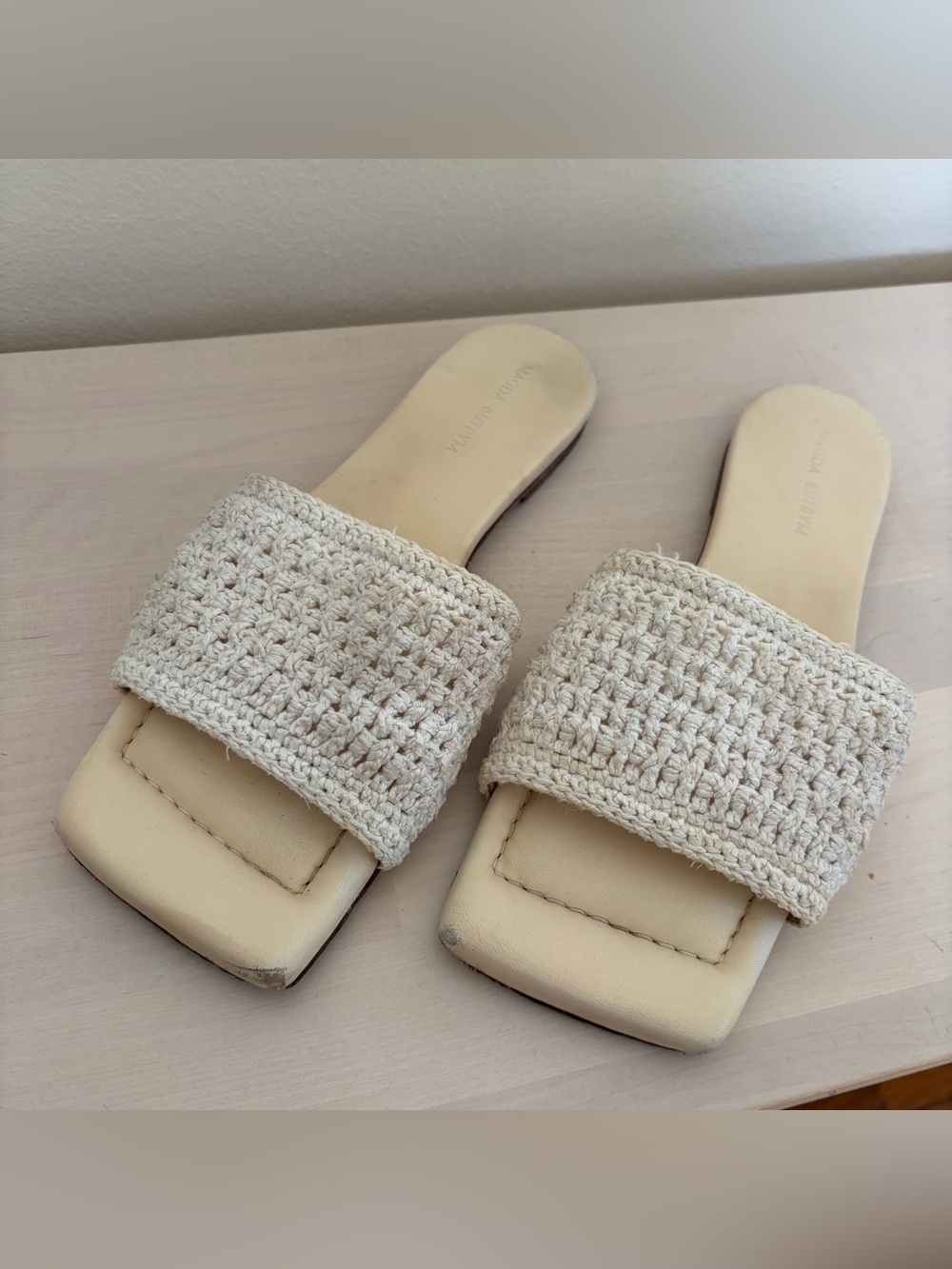 Magda Butrym Cream Woven Slide Sandals